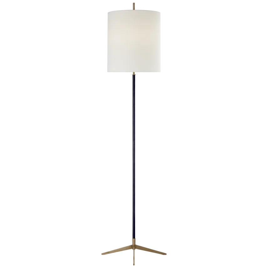 Carva Floor Lamp-Visual Comfort-VISUAL-TOB 1153BZ/HAB-L-Floor LampsBronze with Antique Brass-Linen Shade-1-France and Son