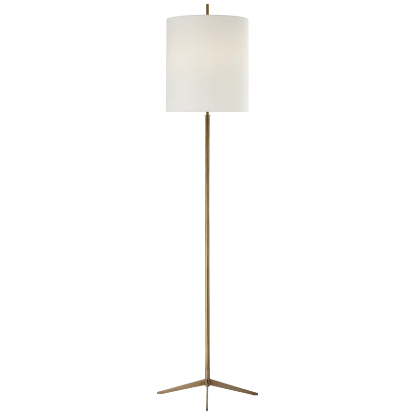 Carva Floor Lamp-Visual Comfort-VISUAL-TOB 1153HAB-L-Floor LampsHand-Rubbed Antique Brass-Linen Shade-3-France and Son