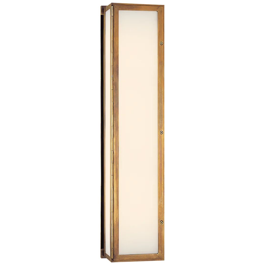Meredith Long Box Light-Visual Comfort-VISUAL-TOB 2005HAB-Bathroom LightingHand-Rubbed Antique Brass-White Glass-3-France and Son