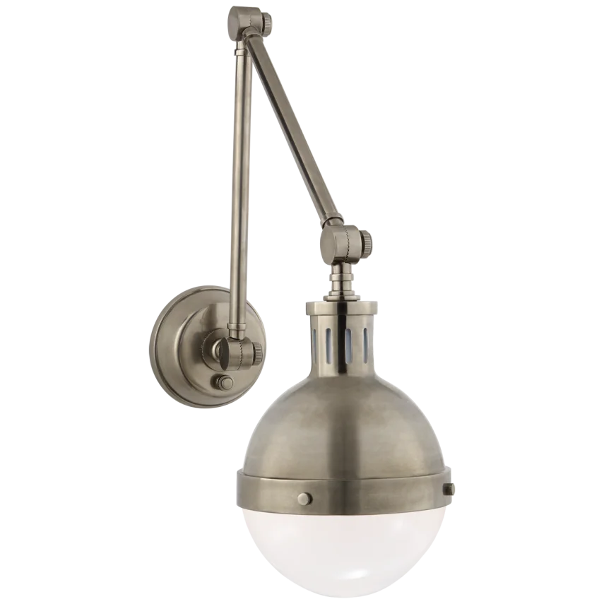 Hickory Library Light-Visual Comfort-VISUAL-TOB 2090AN-WG-Wall LightingAntique Nickel-White Glass Shade-1-France and Son