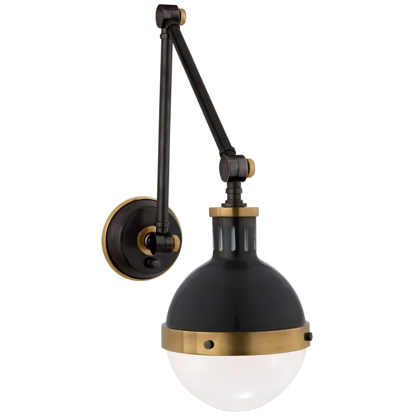 Hickory Library Light-Visual Comfort-VISUAL-TOB 2090BZ/HAB-WG-Wall LightingBronze with Antique Brass-White Glass Shade-2-France and Son