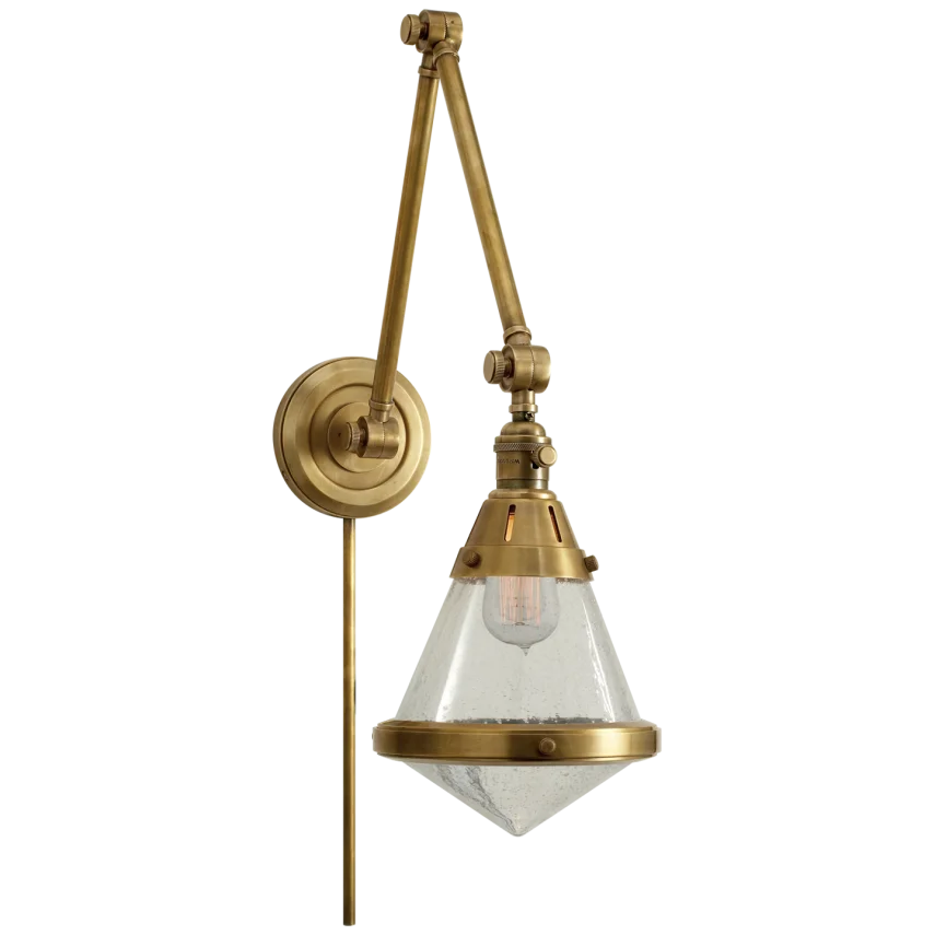 Galuna Library Wall Light-Visual Comfort-VISUAL-TOB 2156HAB-SG-Wall LightingHand-Rubbed Antique Brass-Seeded Glass-5-France and Son