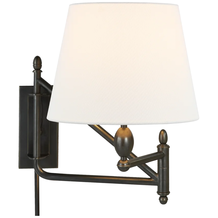 Pauno Small Bracket Light-Visual Comfort-VISUAL-TOB 2203BZ-L-Wall LightingBronze-Linen Shade-1-France and Son