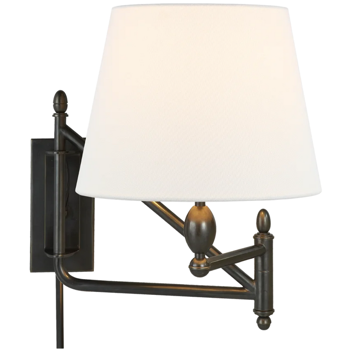 Pauno Small Bracket Light-Visual Comfort-VISUAL-TOB 2203BZ-L-Wall LightingBronze-Linen Shade-1-France and Son