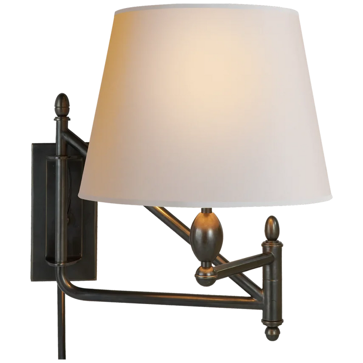 Pauno Small Bracket Light-Visual Comfort-VISUAL-TOB 2203BZ-NP-Wall LightingBronze-Natural Paper Shade-2-France and Son