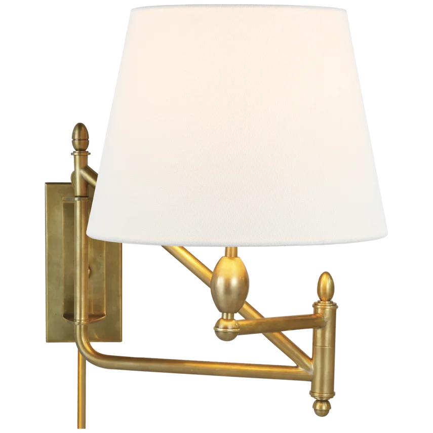 Pauno Small Bracket Light-Visual Comfort-VISUAL-TOB 2203HAB-L-Wall LightingHand-Rubbed Antique Brass-Linen Shade-3-France and Son