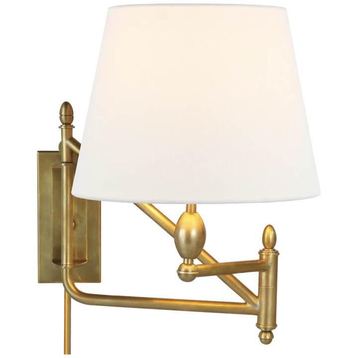 Pauno Small Bracket Light-Visual Comfort-VISUAL-TOB 2203HAB-L-Wall LightingHand-Rubbed Antique Brass-Linen Shade-3-France and Son