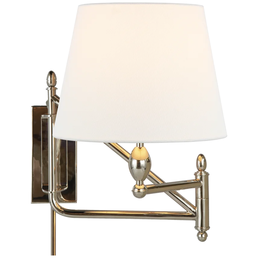 Pauno Small Bracket Light-Visual Comfort-VISUAL-TOB 2203PN-L-Wall LightingPolished Nickel-Linen Shade-5-France and Son