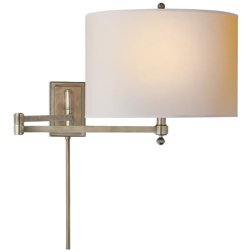 Huwing Arm-Visual Comfort-VISUAL-TOB 2204AN-NP-Wall LightingAntique Nickel-Natural Paper Shade-2-France and Son