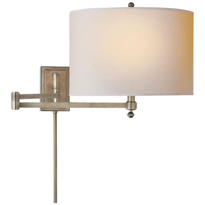 Huwing Arm-Visual Comfort-VISUAL-TOB 2204AN-NP-Wall LightingAntique Nickel-Natural Paper Shade-2-France and Son