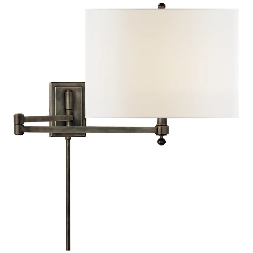 Huwing Arm-Visual Comfort-VISUAL-TOB 2204BZ-L-Wall LightingBronze-Linen Shade-3-France and Son