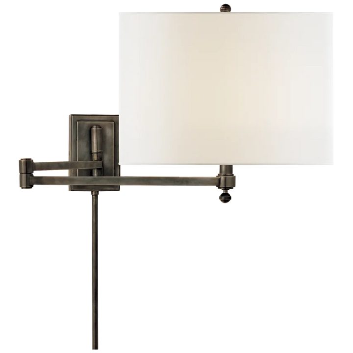 Huwing Arm-Visual Comfort-VISUAL-TOB 2204BZ-L-Wall LightingBronze-Linen Shade-3-France and Son