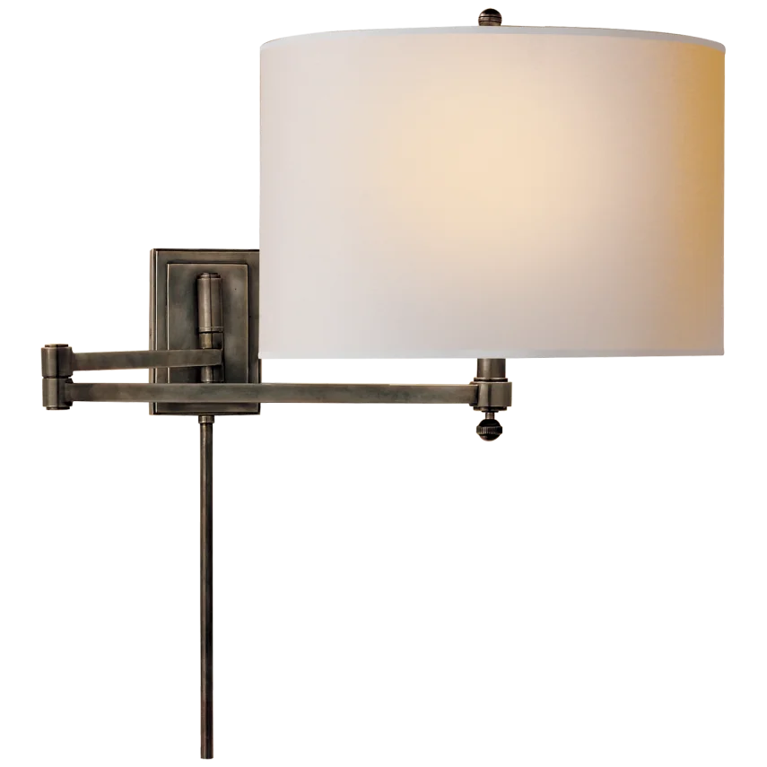 Huwing Arm-Visual Comfort-VISUAL-TOB 2204BZ-NP-Wall LightingBronze-Natural Paper Shade-4-France and Son