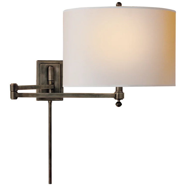 Huwing Arm-Visual Comfort-VISUAL-TOB 2204BZ-NP-Wall LightingBronze-Natural Paper Shade-4-France and Son