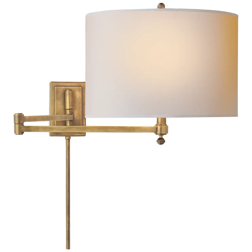 Huwing Arm-Visual Comfort-VISUAL-TOB 2204HAB-NP-Wall LightingHand-Rubbed Antique Brass-Natural Paper Shade-6-France and Son