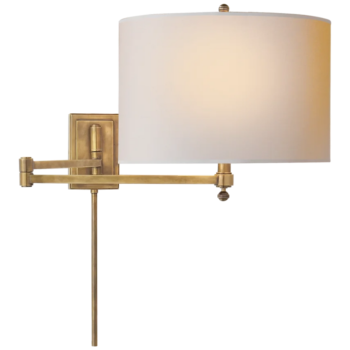 Huwing Arm-Visual Comfort-VISUAL-TOB 2204HAB-NP-Wall LightingHand-Rubbed Antique Brass-Natural Paper Shade-6-France and Son