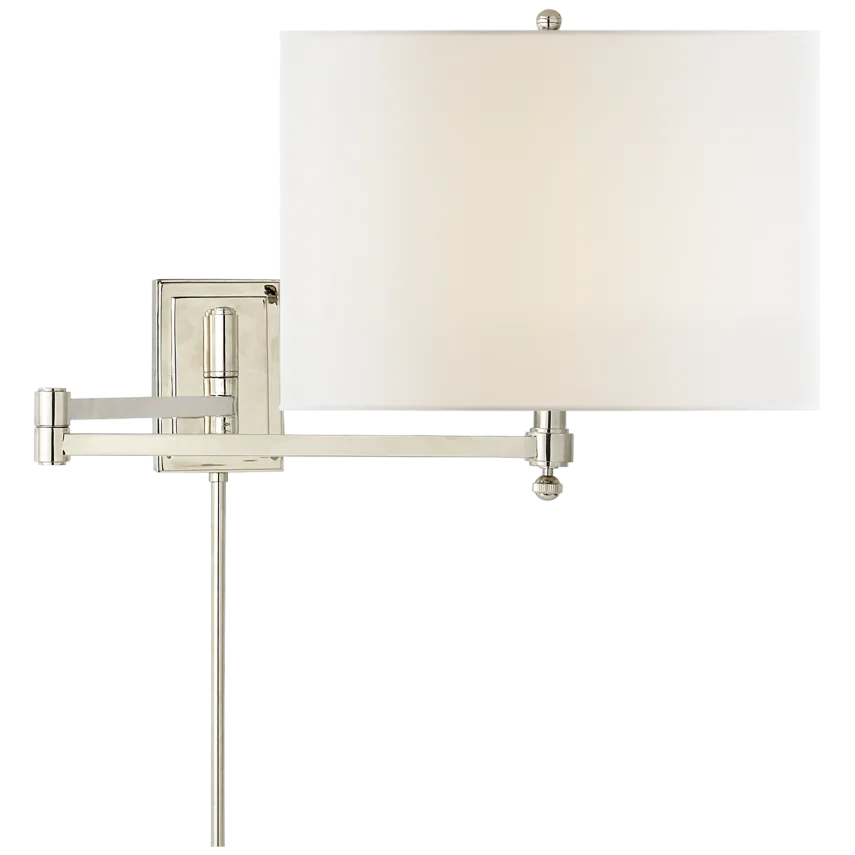 Huwing Arm-Visual Comfort-VISUAL-TOB 2204PN-L-Wall LightingPolished Nickel-Linen Shade-7-France and Son