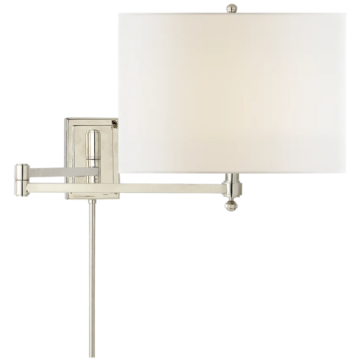 Huwing Arm-Visual Comfort-VISUAL-TOB 2204PN-L-Wall LightingPolished Nickel-Linen Shade-7-France and Son