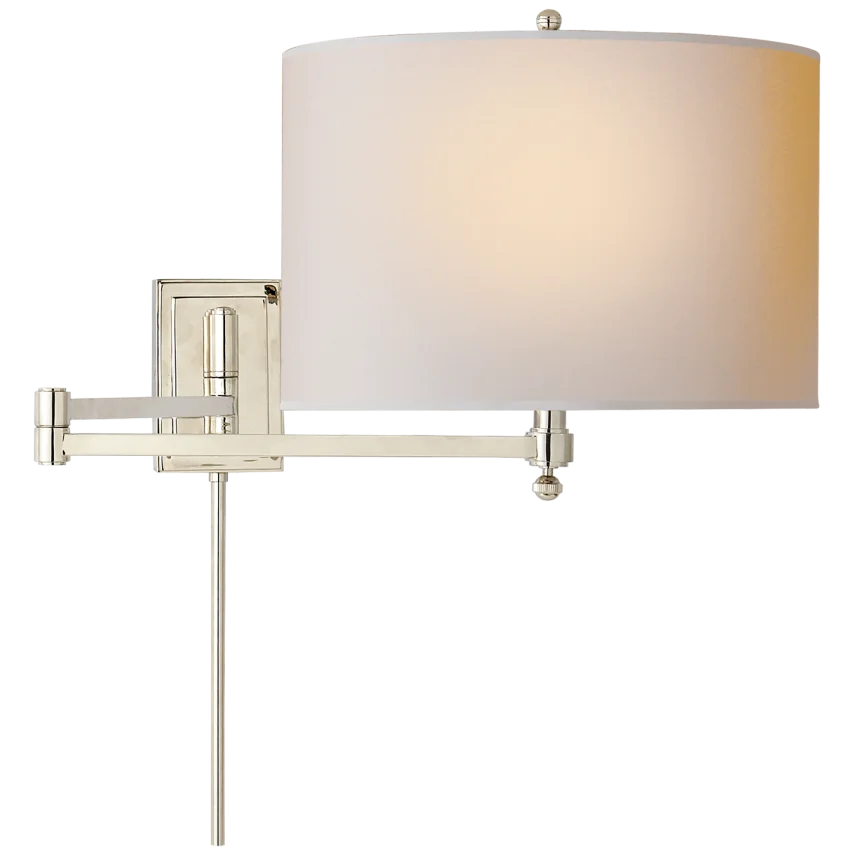 Huwing Arm-Visual Comfort-VISUAL-TOB 2204PN-NP-Wall LightingPolished Nickel-Natural Paper Shade-8-France and Son