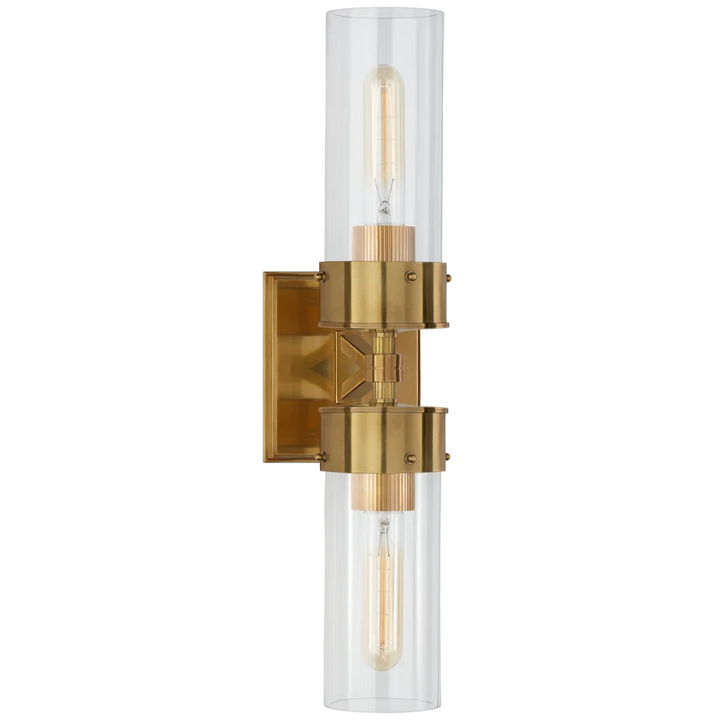 Maria Large Double Bath Sconce-Visual Comfort-VISUAL-TOB 2315HAB-CG-Bathroom LightingHand-Rubbed Antique Brass-Clear Glass-3-France and Son