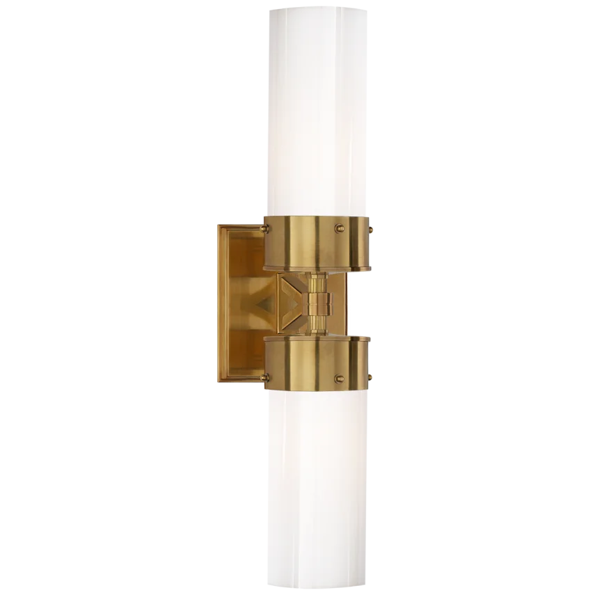 Maria Large Double Bath Sconce-Visual Comfort-VISUAL-TOB 2315HAB-WG-Bathroom LightingHand-Rubbed Antique Brass-White Glass-4-France and Son