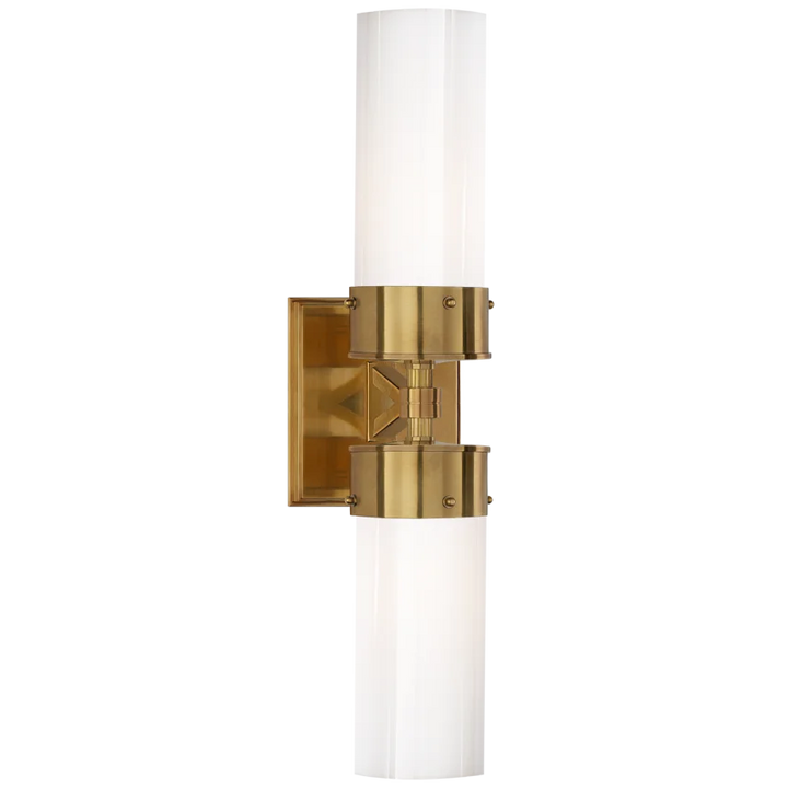 Maria Large Double Bath Sconce-Visual Comfort-VISUAL-TOB 2315HAB-WG-Bathroom LightingHand-Rubbed Antique Brass-White Glass-4-France and Son