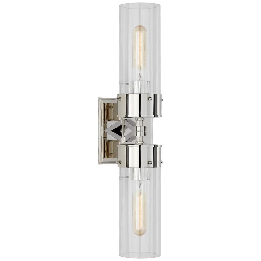 Maria Large Double Bath Sconce-Visual Comfort-VISUAL-TOB 2315PN-CG-Bathroom LightingPolished Nickel-Clear Glass-5-France and Son