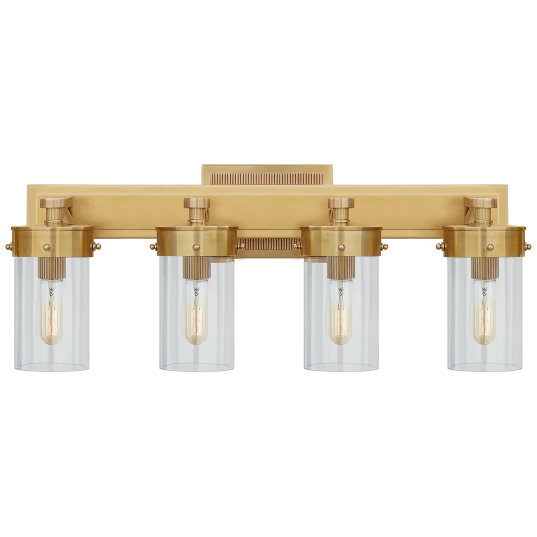 Maria Four-Light Bath Sconce-Visual Comfort-VISUAL-TOB 2316HAB-CG-Wall LightingHand-Rubbed Antique Brass-Clear Glass-3-France and Son