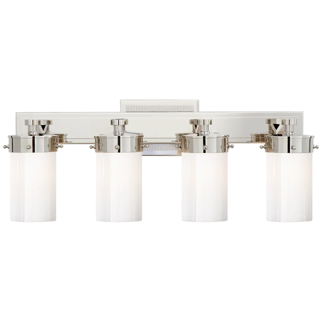 Maria Four-Light Bath Sconce-Visual Comfort-VISUAL-TOB 2316PN-WG-Wall LightingPolished Nickel-White Glass-6-France and Son