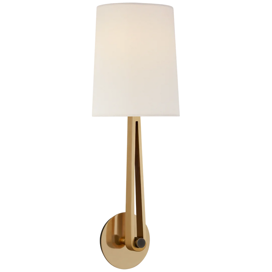 Alphine Large Convertible Sconce-Visual Comfort-VISUAL-TOB 2512HAB/BZ-L-Wall LightingHand-Rubbed Antique Brass and Bronze-Linen Shade-1-France and Son