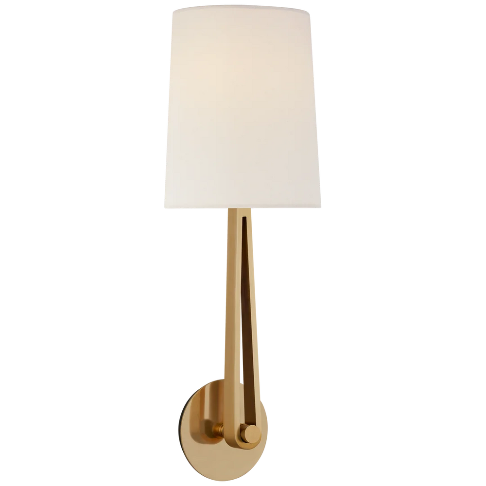 Alphine Large Convertible Sconce-Visual Comfort-VISUAL-TOB 2512HAB-L-Wall LightingHand-Rubbed Antique Brass-Linen Shade-2-France and Son