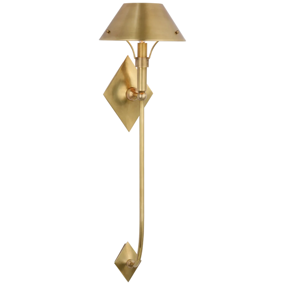 Turlingdon XL Sconce-Visual Comfort-VISUAL-TOB 2723HAB-HAB-Outdoor Wall SconcesHand-Rubbed Antique Brass-Hand-Rubbed Antique Brass Shade-2-France and Son