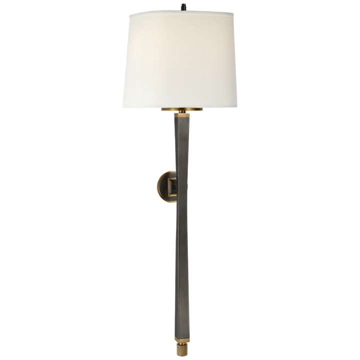 Edbra Baluster Sconce-Visual Comfort-VISUAL-TOB 2741BZ/HAB-L-Wall LightingBronze with Antique Brass-Linen Shade-3-France and Son