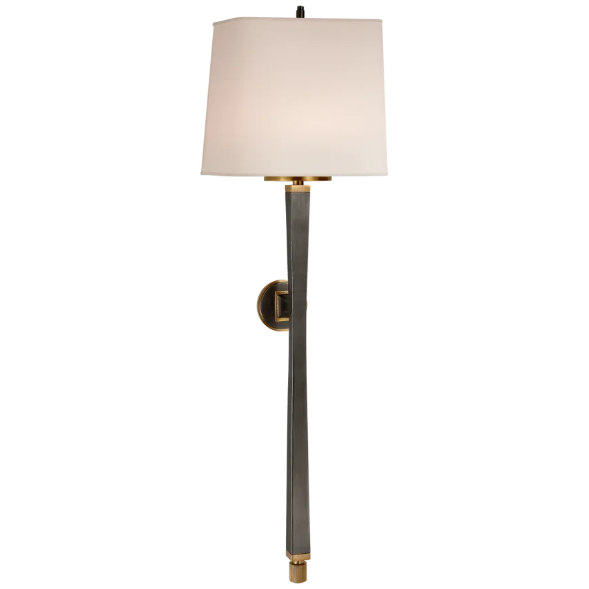 Edbra Baluster Sconce-Visual Comfort-VISUAL-TOB 2741BZ/HAB-NP-Wall LightingBronze with Antique Brass-Natural Paper Shade-4-France and Son