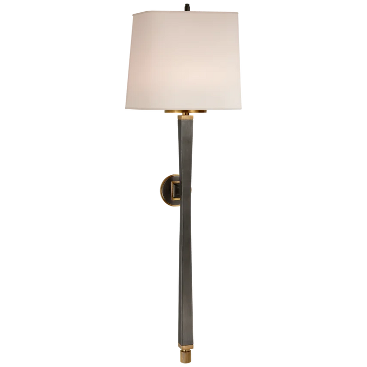 Edbra Baluster Sconce-Visual Comfort-VISUAL-TOB 2741BZ/HAB-NP-Wall LightingBronze with Antique Brass-Natural Paper Shade-4-France and Son