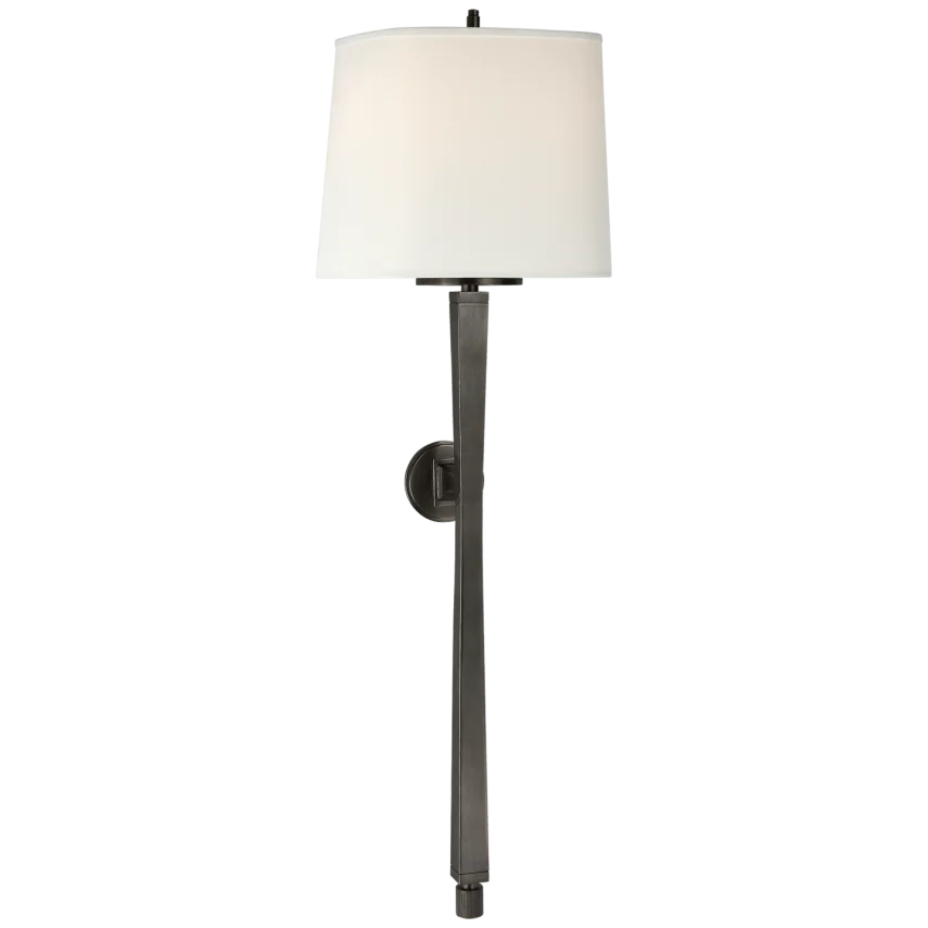 Edbra Baluster Sconce-Visual Comfort-VISUAL-TOB 2741BZ-L-Wall LightingBronze-Linen Shade-5-France and Son