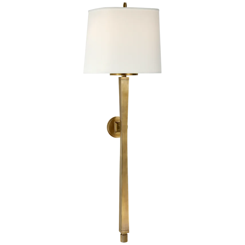Edbra Baluster Sconce-Visual Comfort-VISUAL-TOB 2741HAB-L-Wall LightingHand-Rubbed Antique Brass-Linen Shade-7-France and Son