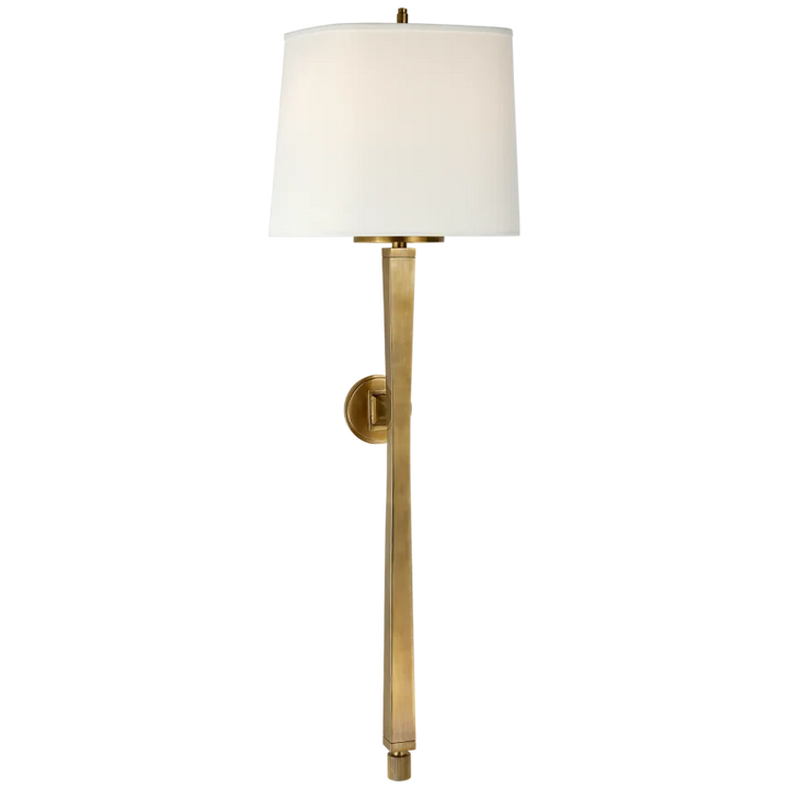 Edbra Baluster Sconce-Visual Comfort-VISUAL-TOB 2741HAB-L-Wall LightingHand-Rubbed Antique Brass-Linen Shade-7-France and Son