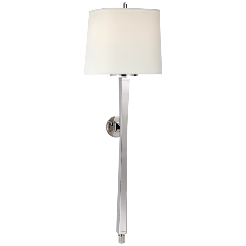 Edbra Baluster Sconce-Visual Comfort-VISUAL-TOB 2741PN-L-Wall LightingPolished Nickel-Linen Shade-9-France and Son