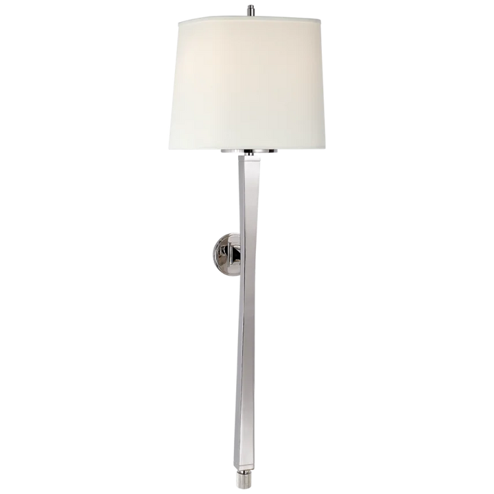 Edbra Baluster Sconce-Visual Comfort-VISUAL-TOB 2741PN-L-Wall LightingPolished Nickel-Linen Shade-9-France and Son