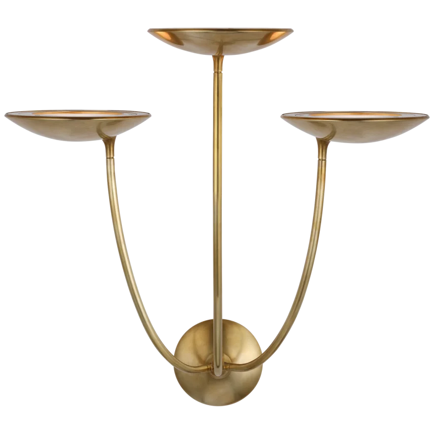 Kenny Large Triple Sconce-Visual Comfort-VISUAL-TOB 2785HAB-Wall SconcesHand-Rubbed Antique Brass-2-France and Son