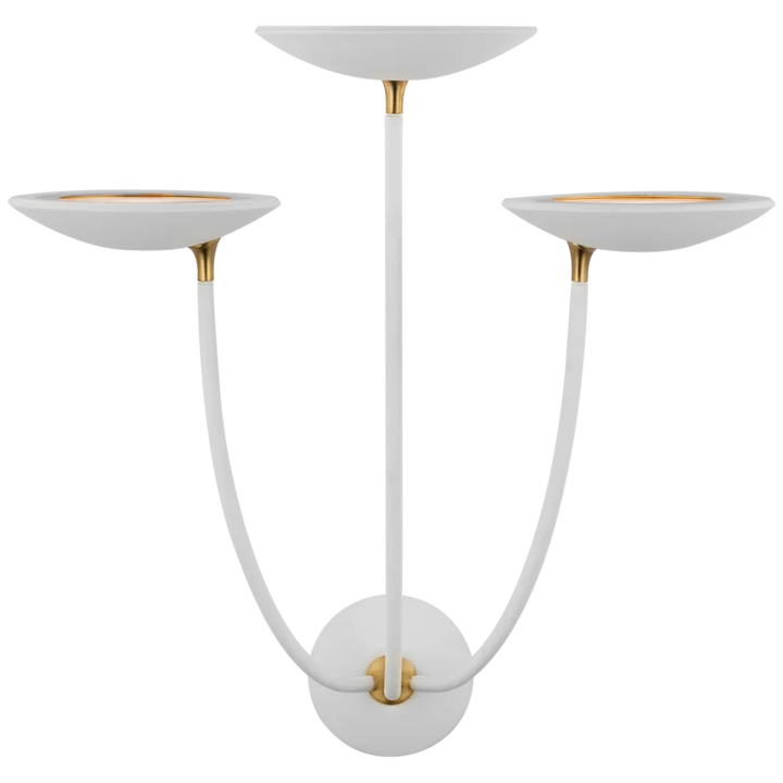 Kenny Large Triple Sconce-Visual Comfort-VISUAL-TOB 2785WHT/HAB-Wall SconcesMatte White and Hand-Rubbed Antique Brass-4-France and Son