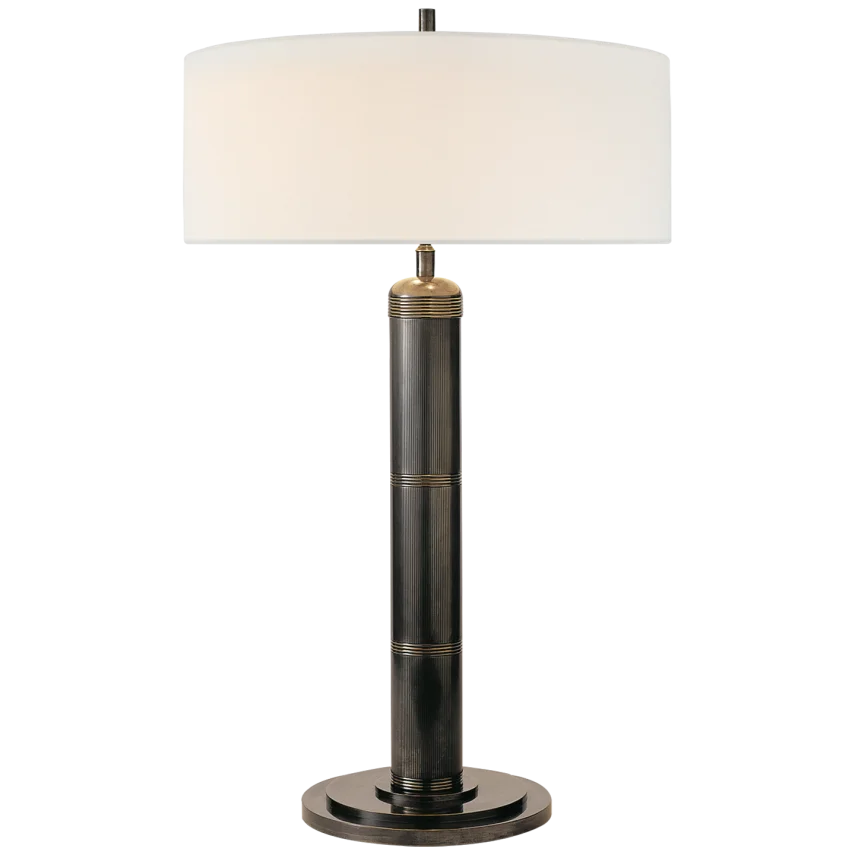Lonaway Tall Table Lamp-Visual Comfort-VISUAL-TOB 3001BZ-L-Table LampsBronze-Linen Shade-1-France and Son