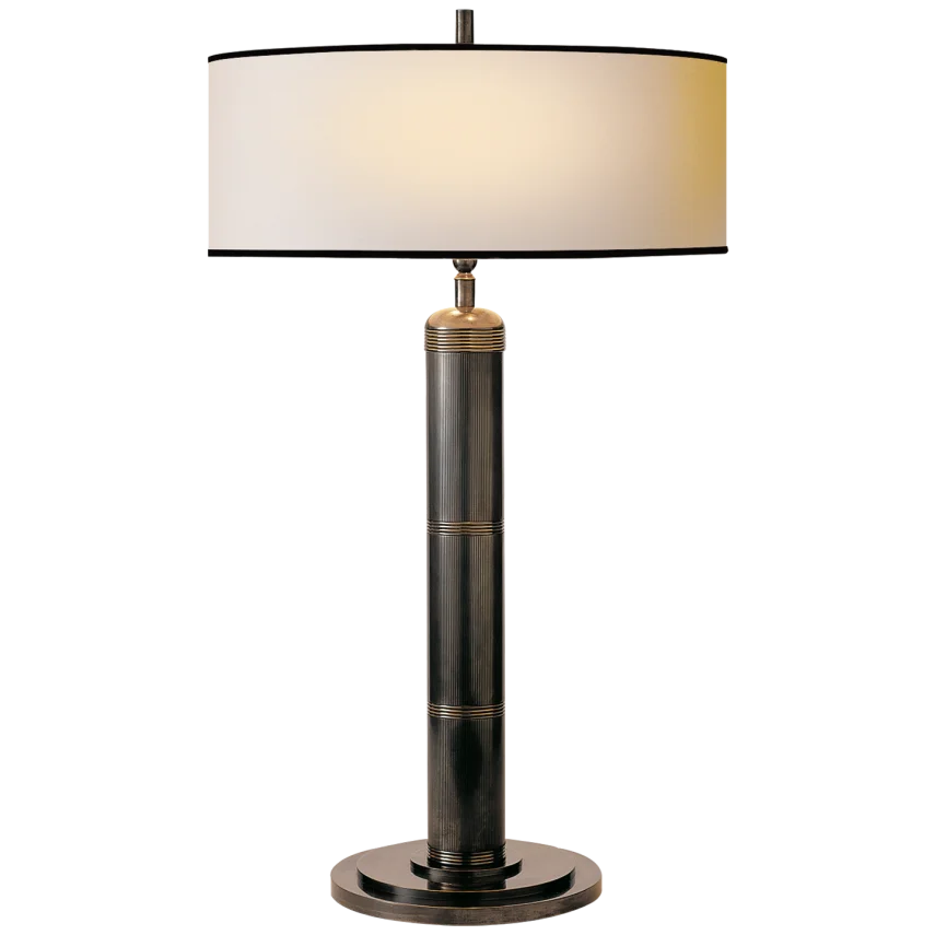 Lonaway Tall Table Lamp-Visual Comfort-VISUAL-TOB 3001BZ-NP/BT-Table LampsBronze-Natural Paper Shade and Black Trim-2-France and Son