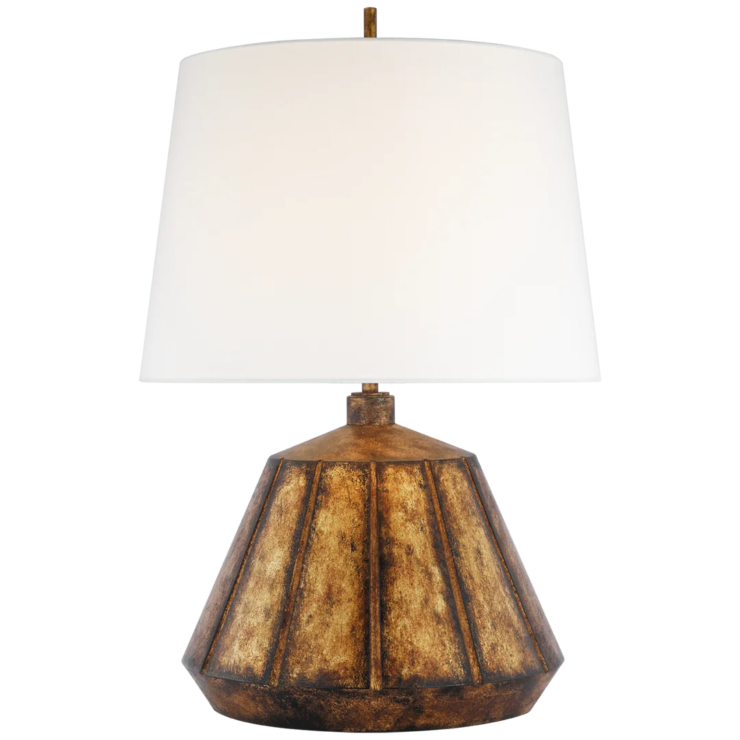 Freya Medium Table Lamp-Visual Comfort-Table LampsAntique Gild-Linen Shade-1-France and Son