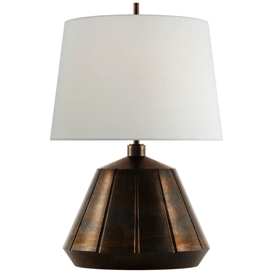 Freya Medium Table Lamp-Visual Comfort-Table LampsGarden Bronze-Linen Shade-2-France and Son