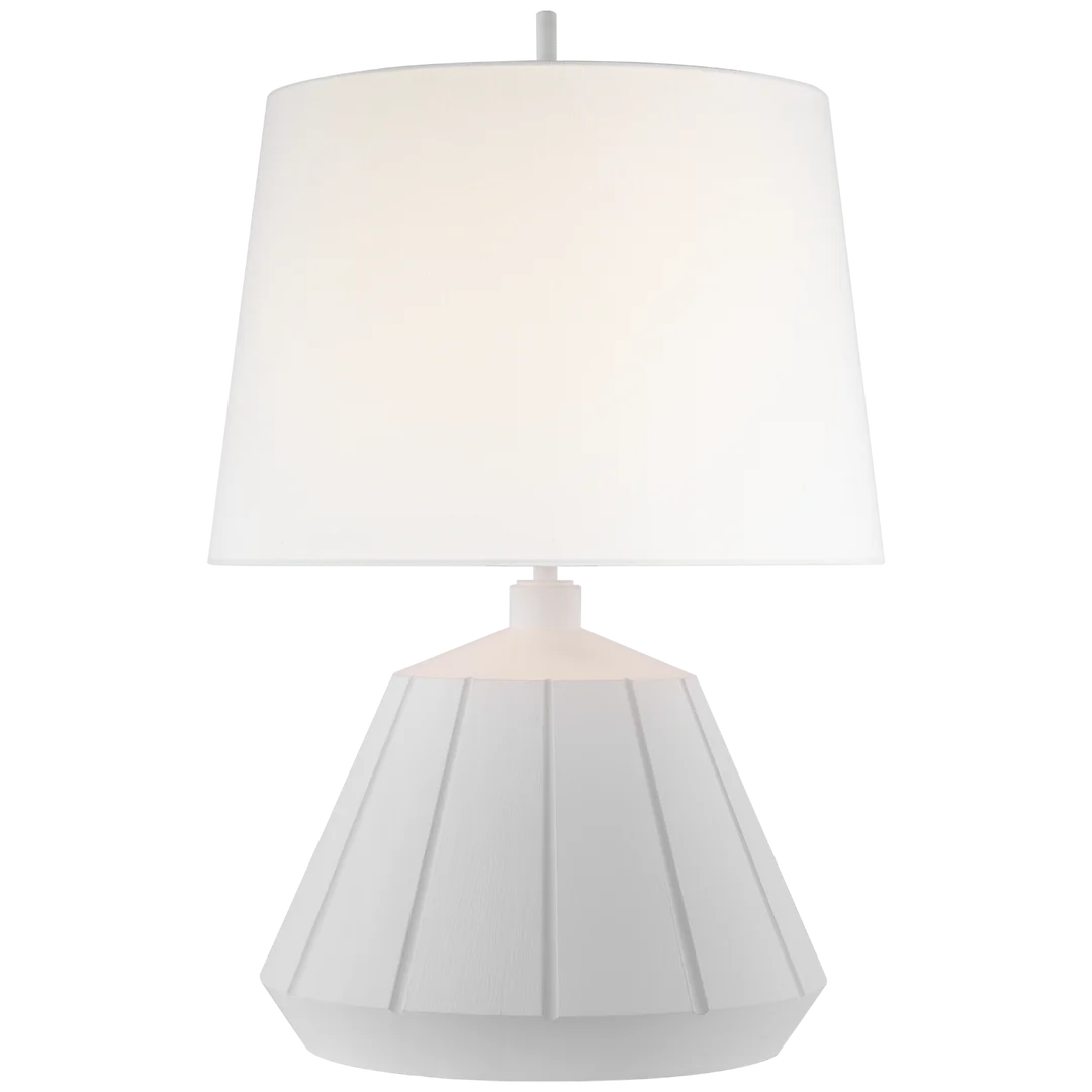 Freya Medium Table Lamp-Visual Comfort-Table LampsPlaster White-Linen Shade-3-France and Son