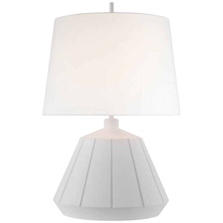 Freya Medium Table Lamp-Visual Comfort-Table LampsPlaster White-Linen Shade-3-France and Son