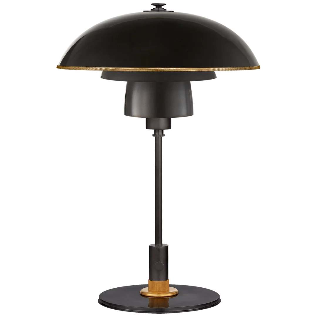 Weatherman Desk Lamp-Visual Comfort-VISUAL-TOB 3513BZ/HAB-BZ-Table LampsBronze and Hand-Rubbed Antique Brass with Brass Trimmed Bronze Shade-1-France and Son