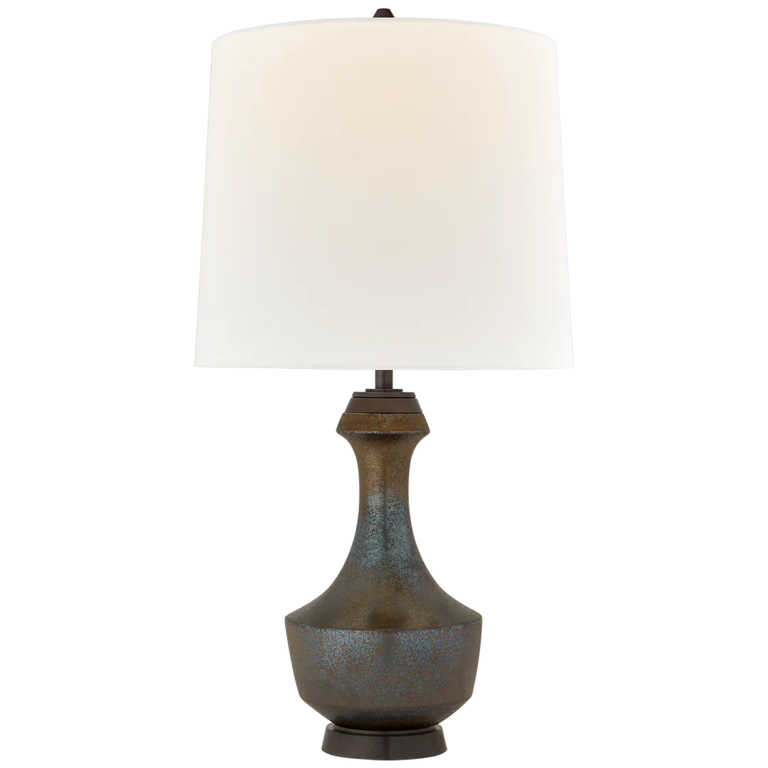 Mario Large Table Lamp-Visual Comfort-VISUAL-TOB 3686CBZ-L-Table LampsCrystal Bronze-Linen Shade-1-France and Son